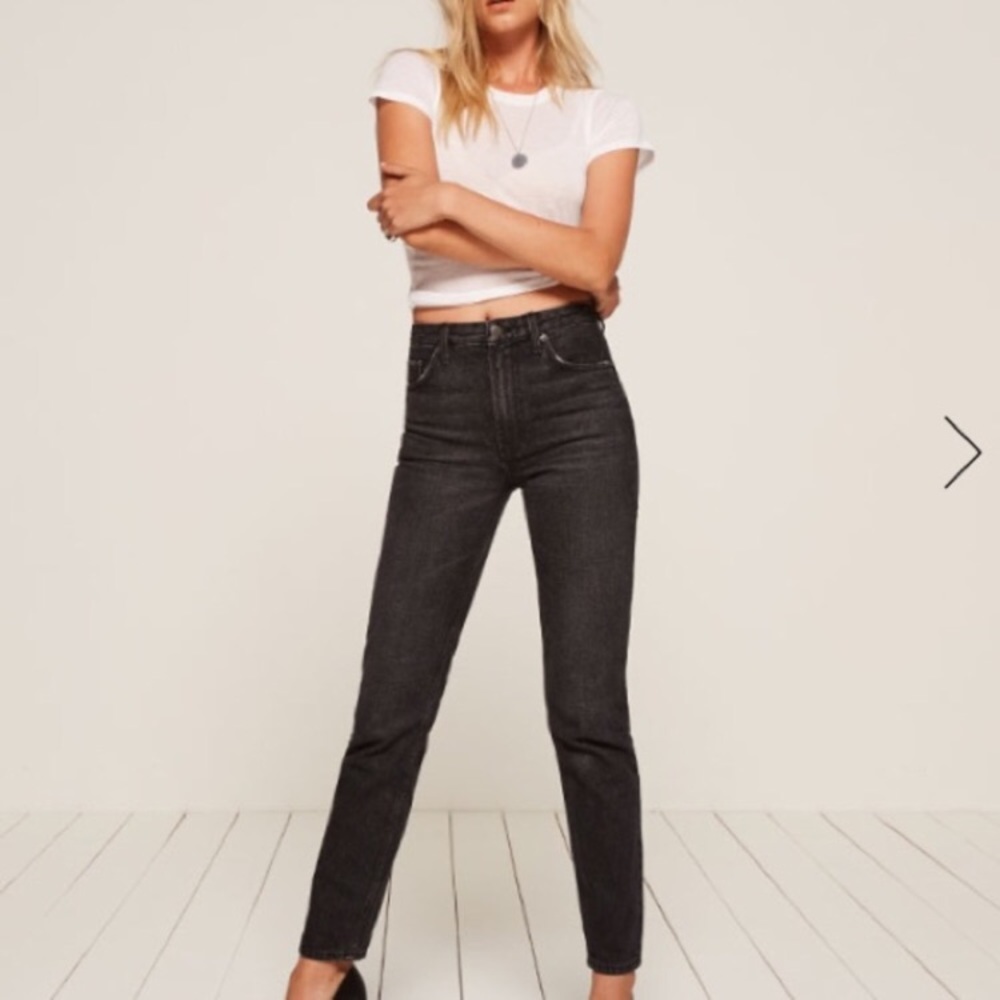 Reformation high-rise cigarette jeans charcoal